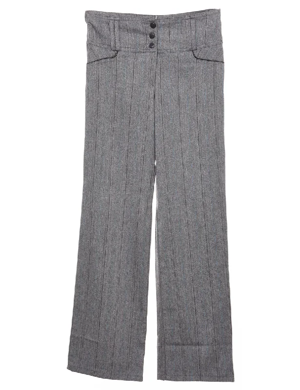 Grey Pinstriped Trousers - W27 L30 Trousers Favorite Customer