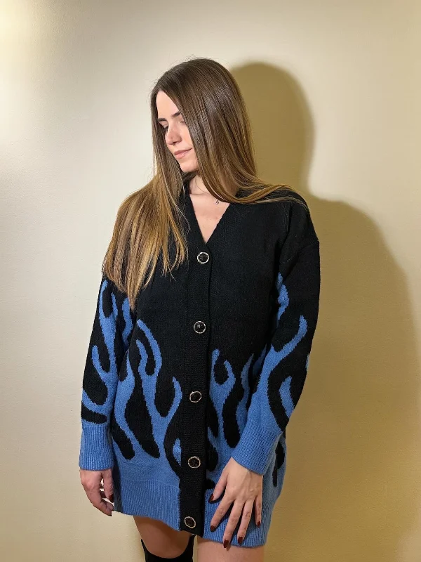 Dress / Long Cardigan Houndstooth Herringbone Solid