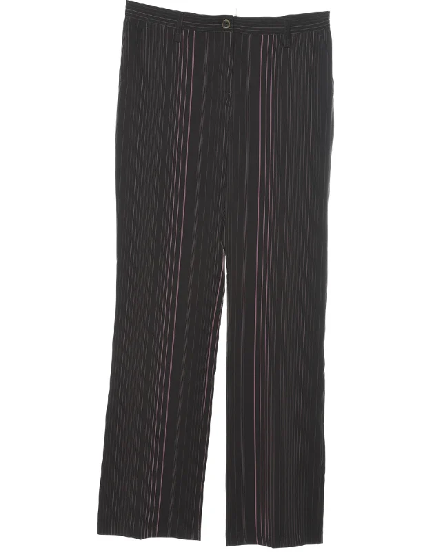 Striped Pink & Brown Y2K Trousers - W32 L33 Trousers Occasion Special