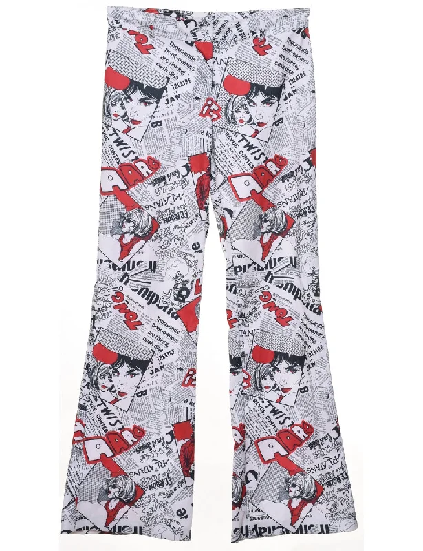 Novelty Print Trousers - W30 L32 Trousers Vintage Classic