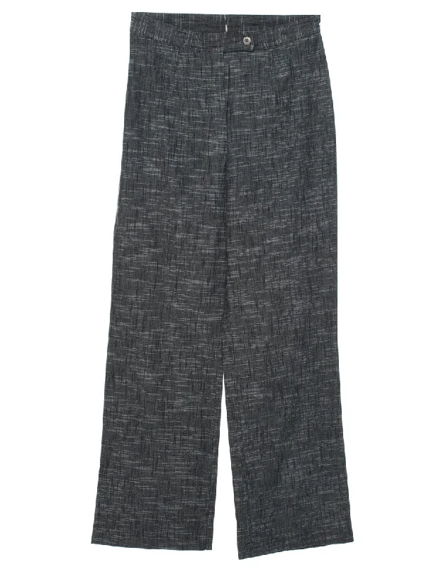 Black Checked Trousers - W26 L29 Trousers Business Professional