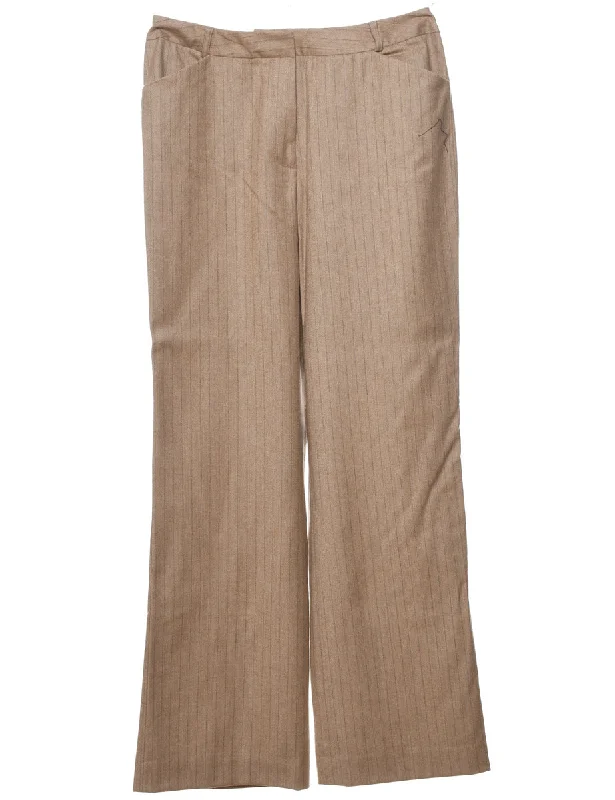 Striped Light Brown Trousers - W30 L32 Trousers versatile all-occasion