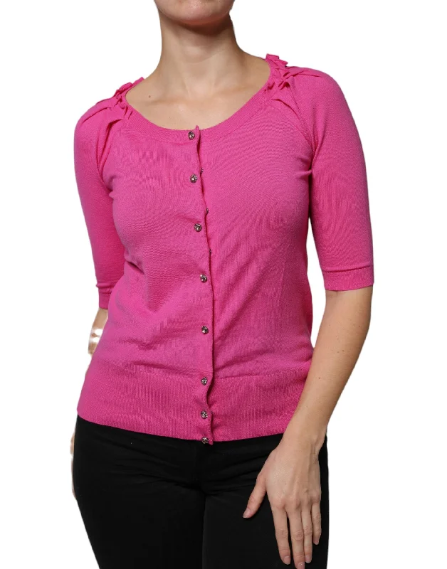 Dolce & Gabbana Pink Wool Button Down Cardigan Sweater Wool Cardigan Cotton Cardigan Cashmere Cardigan