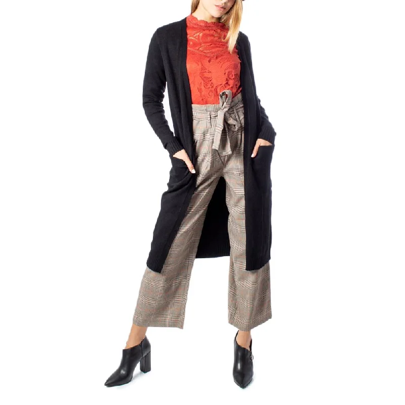 Vila Clothes Black Viscose Cardigan Thin Thick Dense
