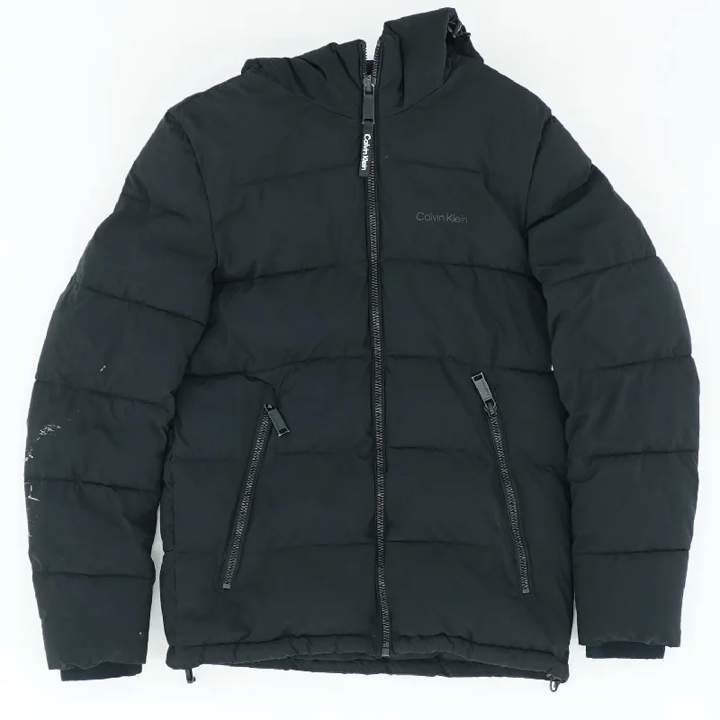Black Puffer Coat Striped Polka Dot Floral