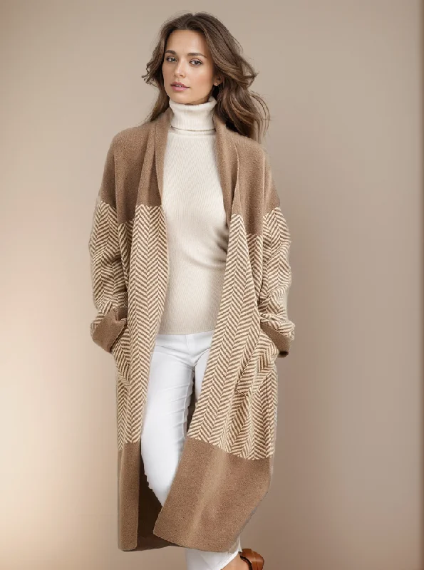 Mocha Comfy Heavy Knit 100% Cashmere Womens Cardigan Nylon Fabric Polyester Fabric Spandex Fabric