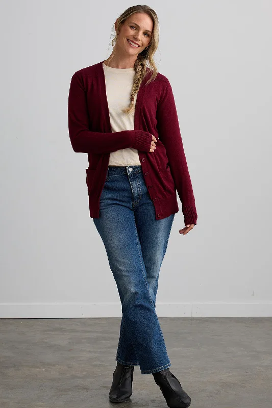 Women's Organic Boyfriend Cardigan Sweater Mesh Cardigan Canvas Denim