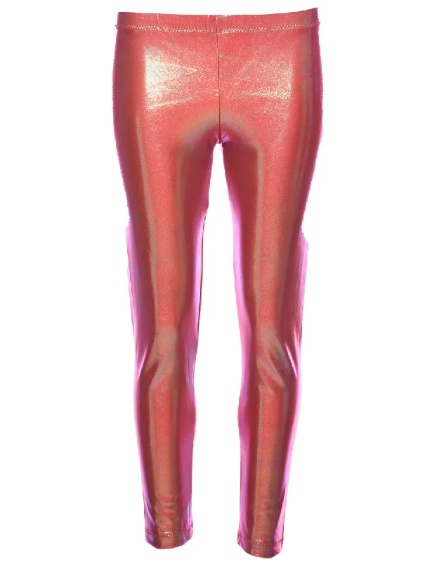 Fitted Metallic Pattern Trousers - W24 L25 Trousers Bootcut Casual