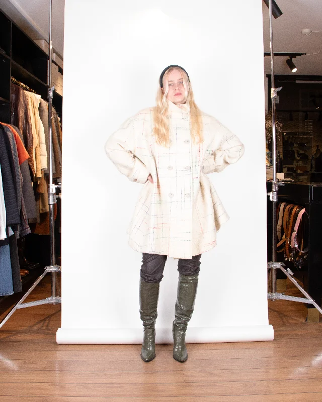 80s Missoni Cream Wool Tent Coat M Quilted Jacket Anorak Windbreaker