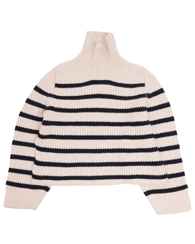 Striped Cashmere Turtleneck Sweater Lace Blend Ribbed Blend Corduroy Blend