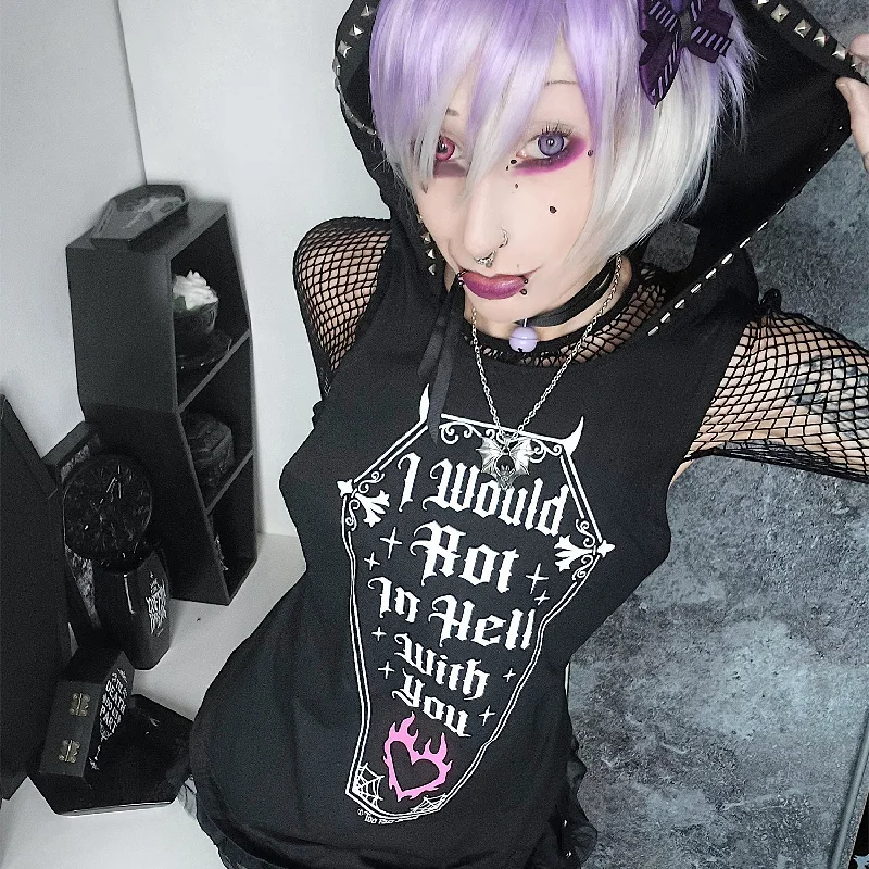 Rot In Hell Studded Hoodie Tank glitter tank top