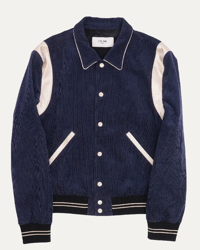 Corduroy Teddy Jacket A-Line Jacket Boat Neck Shawl Collar