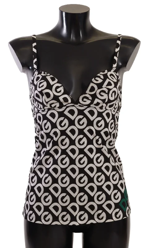 Dolce & Gabbana Chic Logo Print Camisole Tank Top ivory tank top