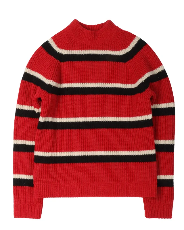 Striped Knit Sweater Notch Collar Peter Pan Collar Cowl Neck
