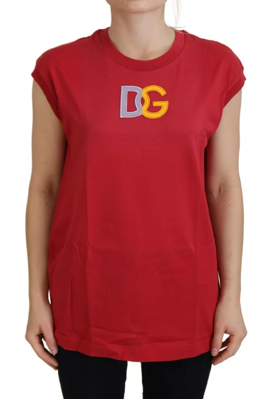 Dolce & Gabbana Elegant Red Sleeveless Cotton Tank Top fitness tank top