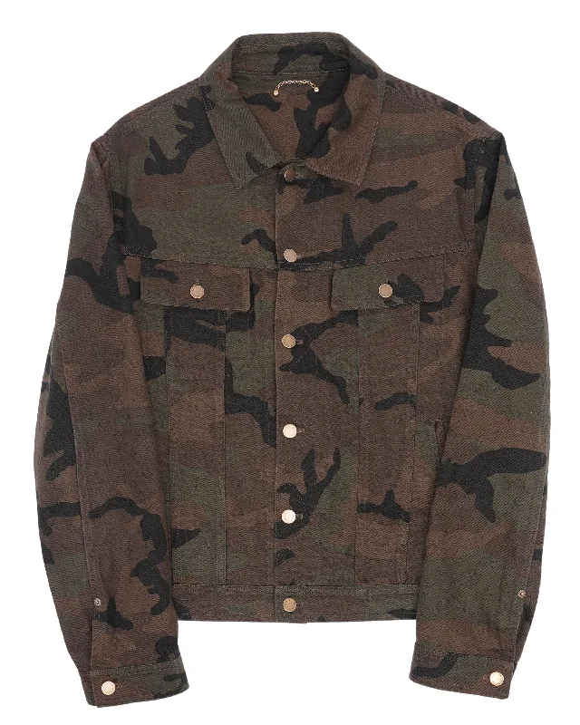 Supreme Camouflage Canvas Jacket A-Line Jacket Boat Neck Shawl Collar