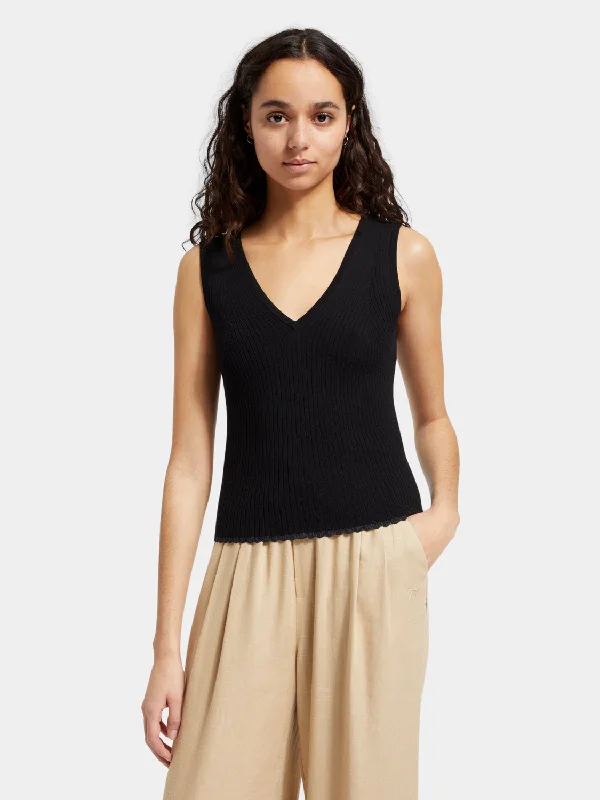Knitted tank top lemon yellow tank