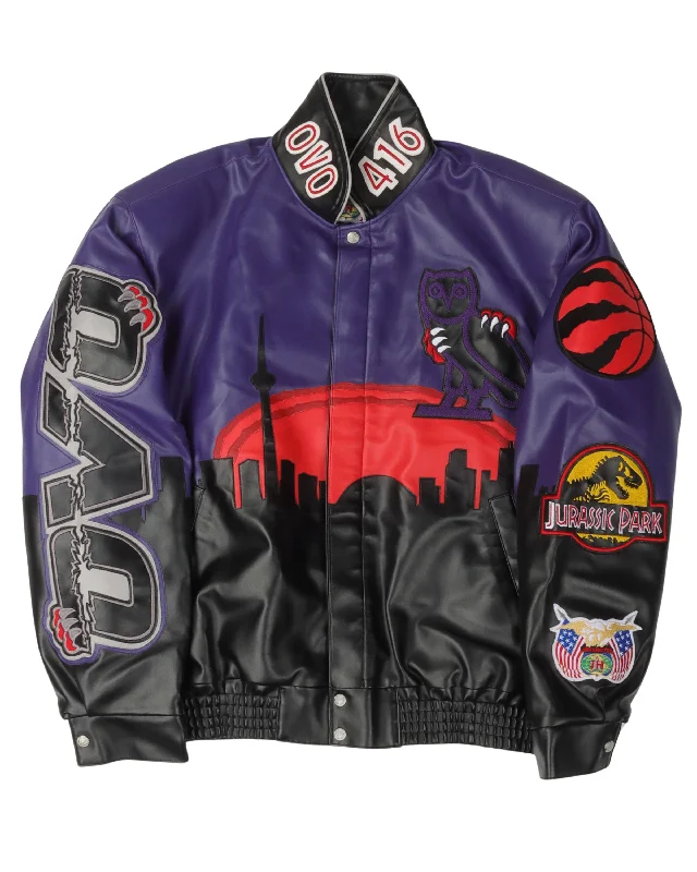 OVO Jurassic Park Raptors Varsity Jacket Satin Jacket Silk Jacket Chiffon Jacket