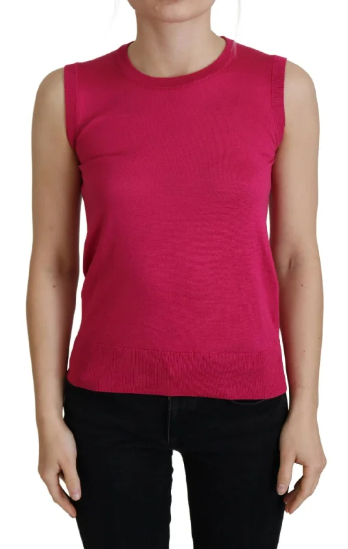 Dolce & Gabbana Chic Pink Silk Sleeveless Tank Top Vest activewear tank top