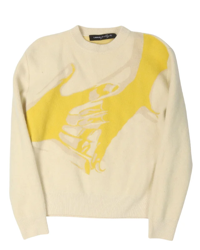 James Rosenquist Wool Cashmere Blend Sweater Mesh Blend Leather Blend Suede Blend