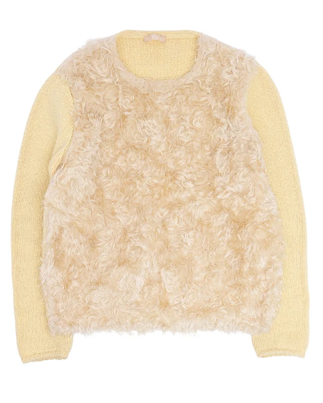 FW07 Faux Fur Mohair Sweater Embroidered Appliqued Beaded