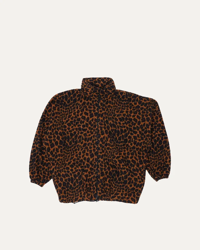 Oversized Leopard Print Fleece Jacket Nylon Jacket Polyester Jacket Spandex Jacket