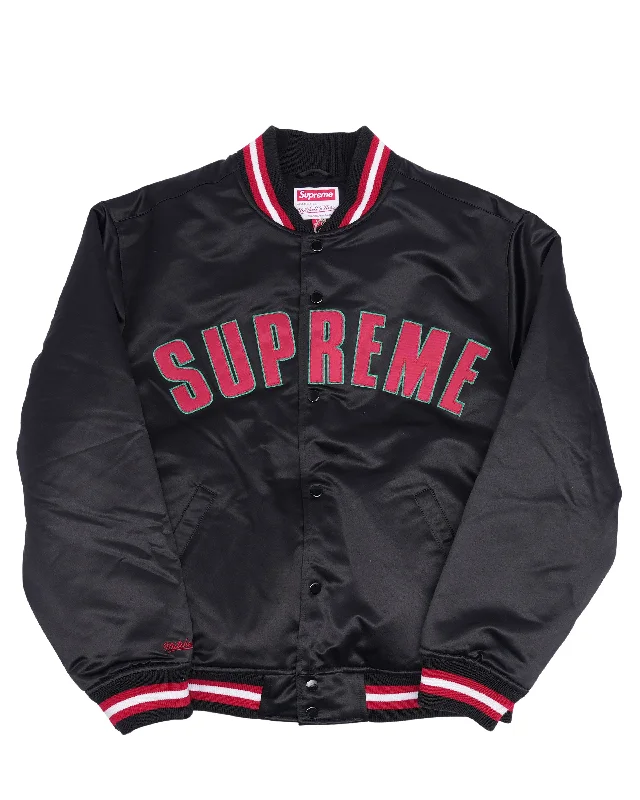 Mitchell & Ness Satin Varsity Jacket Belted Jacket Elasticated Jacket Padded Jacket