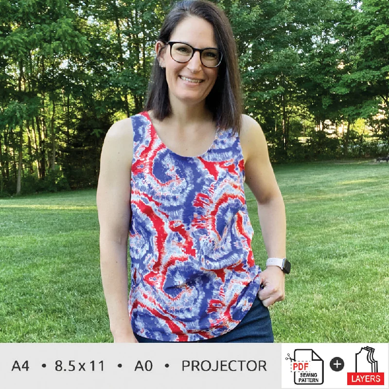 Woven Simple Tank Pattern workout tank top