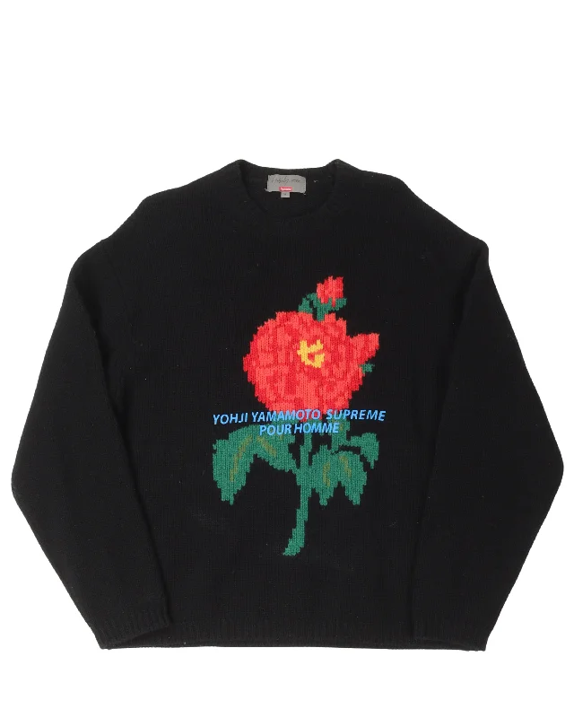 Yohji Yamamoto Flower Knit Sweater Stylish Fashionable Trendy