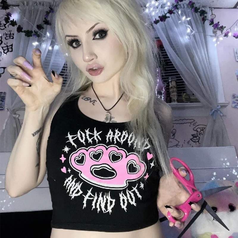 F Around And Find Out Cropped Tank Top rhinestone tank top