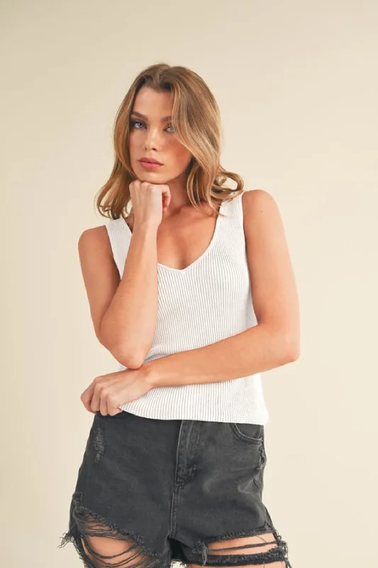 Hazel Blues® |  Aemi + Co Ribbed Wide Strap Knit Tank ribbed tank top