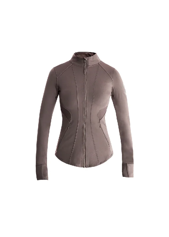 Fitted Jacket Fawn Stand-Up Collar Roll-Neck Collar Turtle Neck