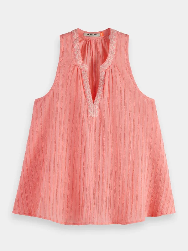 Tank top with tape detail pastel tank top