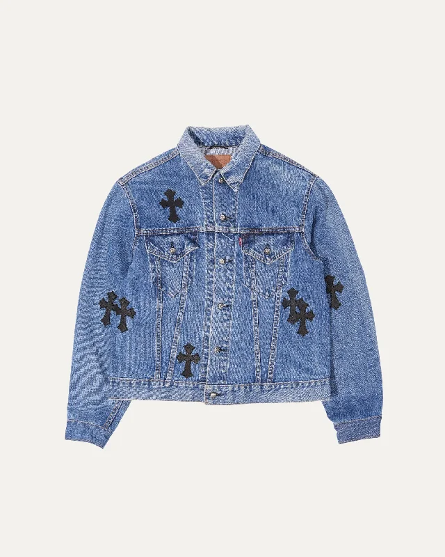 Levi's Cross Patch Type-3 Denim Trucker Jacket Striped Jacket Polka Dot Jacket Floral Jacket