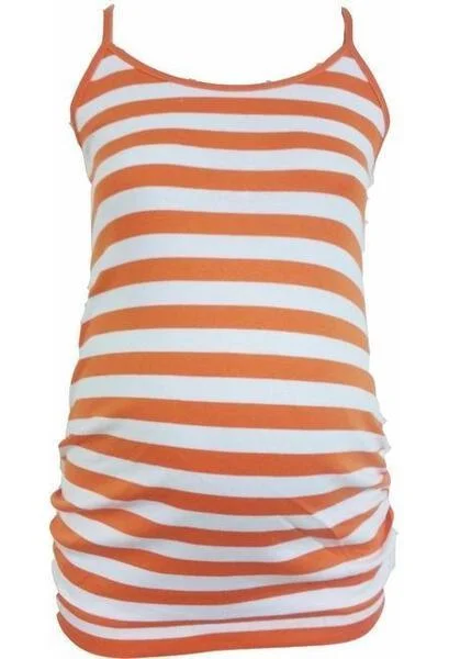 Sleeveless Carly Maternity Top Stripe Tank Orange off shoulder tank