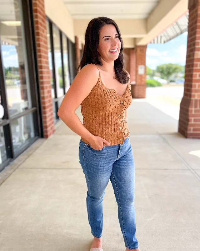 FINAL SALE Belinda Sweater Tank - Toffee print tank top