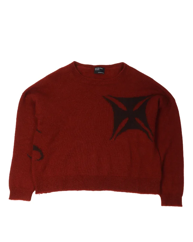 AW22 Intarsia-Knit Mohair Sweater Handmade Hand-knitted Hand-woven
