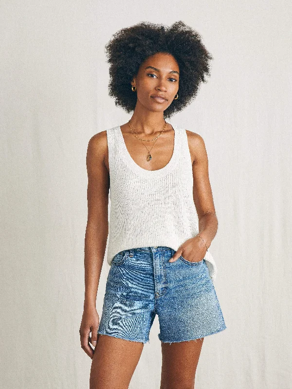 Miramar Linen Scoop Neck Tank - Egret activewear tank top