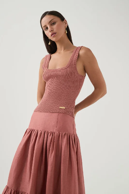 Bronte Scoop Neck Rib Tank fitness tank top