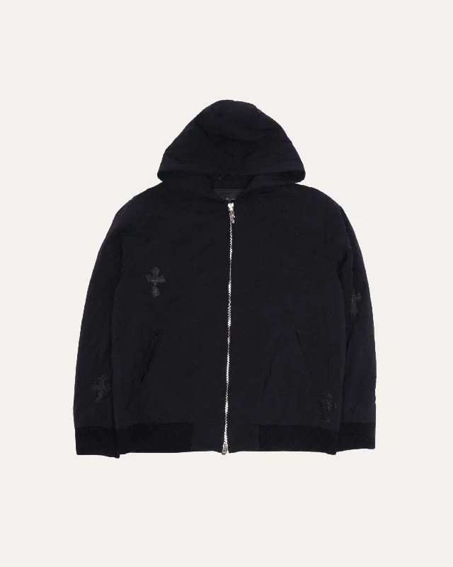 Nylon Cross Patch Zip-Up Jacket Bomber Jacket Anorak Windbreaker