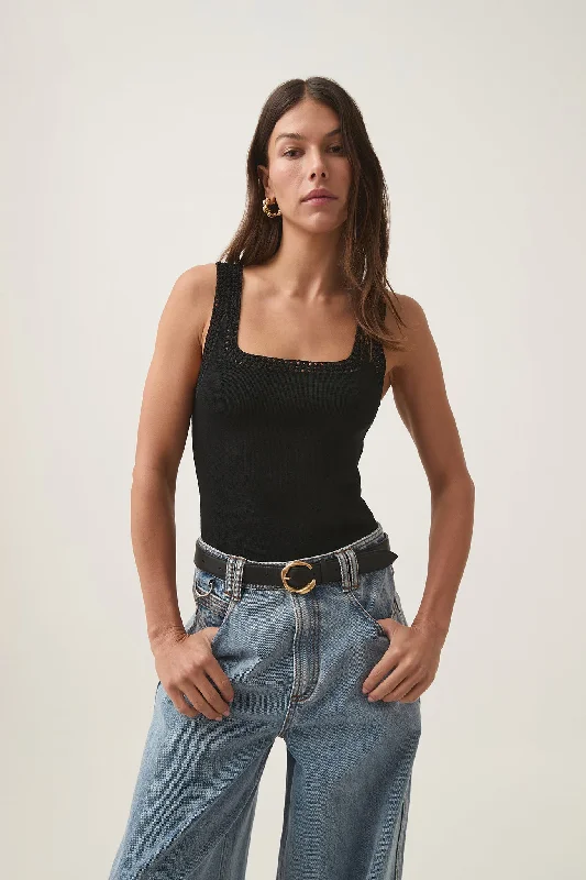 Tazia Crocheted Edge Tank cute tank top