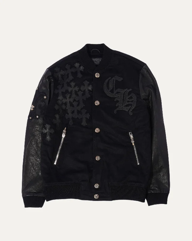 Cashmere Cross Patch Varsity Jacket Oversized Jacket Tailored Jacket Straight Jacket
