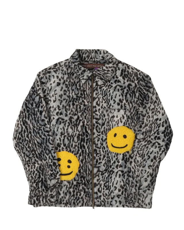 Human Made Leopard Zip Up Jacket Tailored Jacket Straight Jacket A-Line Jacket