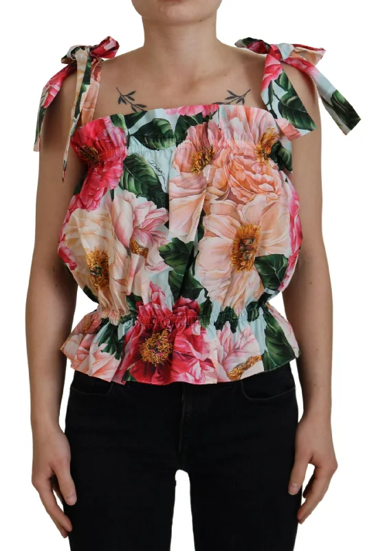 Dolce & Gabbana Elegant Floral Print Sleeveless Tank Top gym tank top
