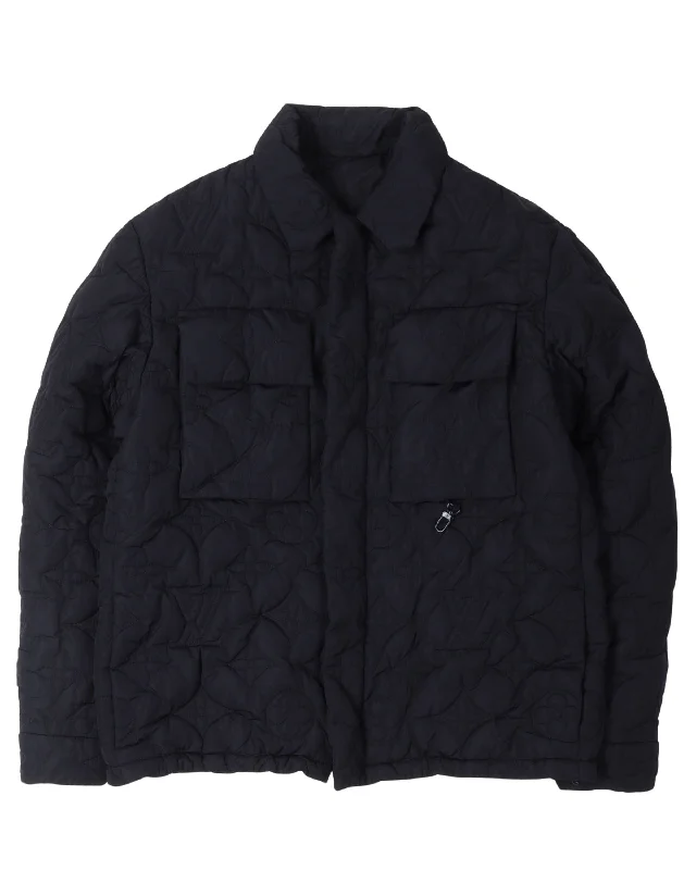 Padded Monogram Jacket Welt Pockets Slit Pockets Flap Pockets