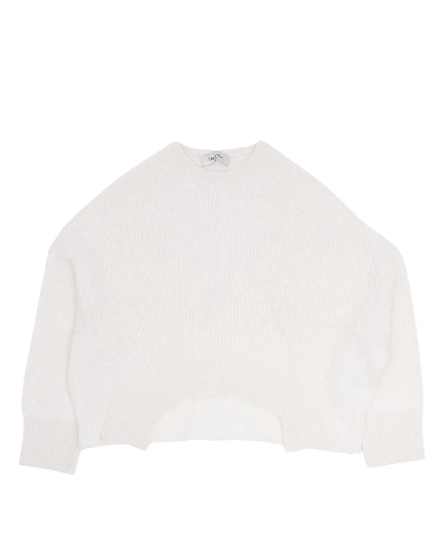 Boxy Cashmere Sweater Satin Blend Silk Blend Wool Blend