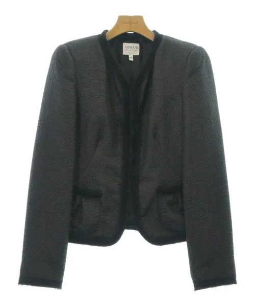 ARMANI COLLEZIONI Collarless jackets Denim Fabric Leather Fabric Suede Fabric