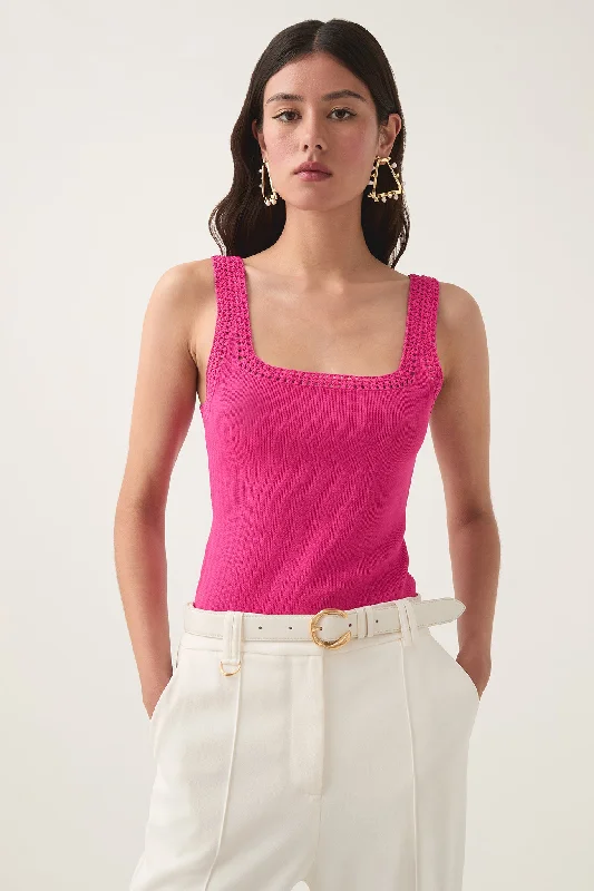 Tazia Crocheted Edge Tank playful tank top