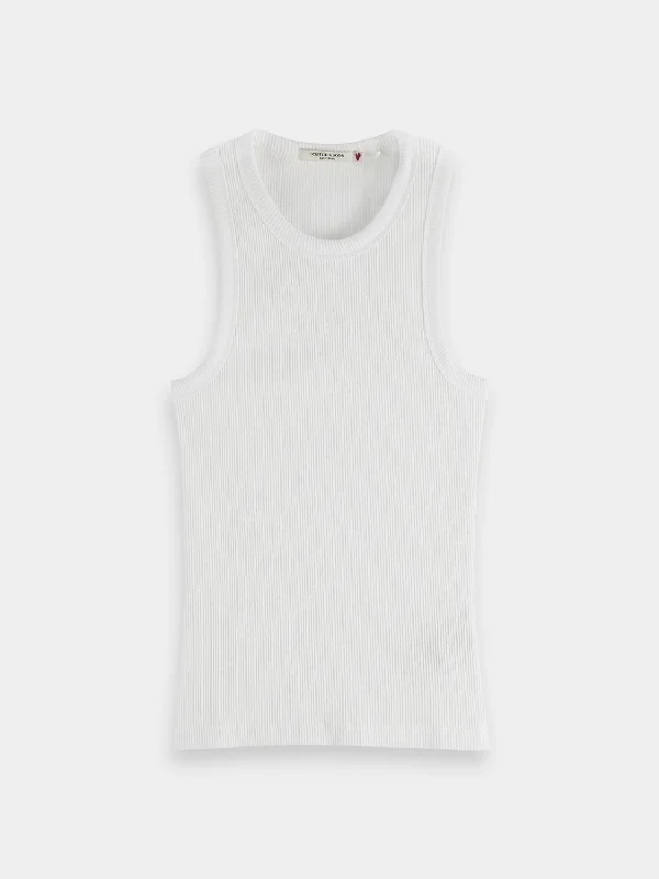 Ribbed racer tank navy tank top