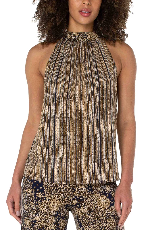 SLEEVELESS MOCK NECK TANK WITH NECK TIES ivory tank top